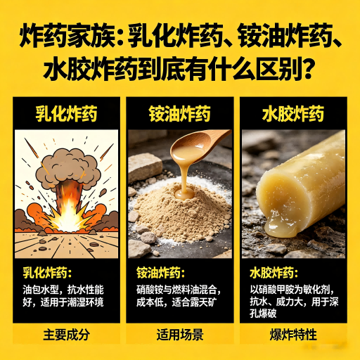 当雄炸药家族：乳化炸药、铵油炸药、水胶炸药到底有什么区别？